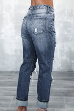 Load image into Gallery viewer, Washed Frayed Slim Fit High Waist Jeans