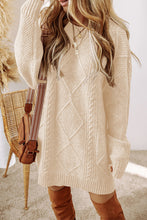 Load image into Gallery viewer, Cable Knit Drop Shoulder Loose Fit Sweater Dress