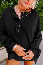 Load image into Gallery viewer, Drop Shoulder Henley Sweatshirt