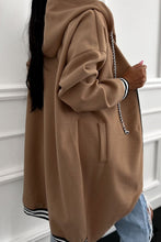 Load image into Gallery viewer, Contrast Cuffed Drop Shoulder Zip up Tunic Hoodie