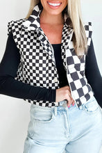 Load image into Gallery viewer, Double Checked Stand Collar Cropped Puffer Vest