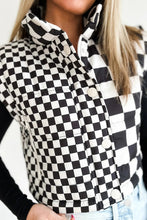 Load image into Gallery viewer, Double Checked Stand Collar Cropped Puffer Vest