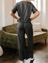 Load image into Gallery viewer, Drawstring Side Crewneck Tee and Loose Pants Set