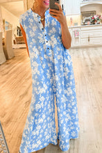 Load image into Gallery viewer, Floral Print Half Button Wide Leg Relaxed Sleeveless Jumpsuit