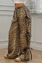 Load image into Gallery viewer, Leopard Print Bow Tie Drawstring Elastic Waist Loose High Waist Pants