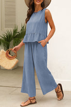 Load image into Gallery viewer, Ribbed Ruffle Tank Top and Pants Set