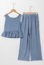 Load image into Gallery viewer, Ribbed Ruffle Tank Top and Pants Set