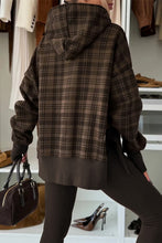 Load image into Gallery viewer, Plaid Patchwork Side Slit Sweatshirt