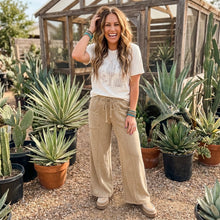 Load image into Gallery viewer, Mineral Wash Drawstring Retro High Waist Wide Leg Pants