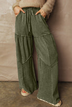 Load image into Gallery viewer, Mineral Wash Tiered Wide Leg Patchwork Drawstring Pants