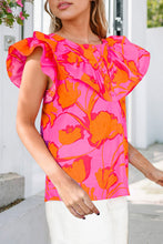 Load image into Gallery viewer, Floral Ruffled Trim Flutter Sleeve Summer Top