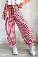 Load image into Gallery viewer, Stripe Drawstring Casual Loose Pants