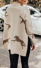 Load image into Gallery viewer, Lively Cheetah Print High Neck Split Hem Sweater