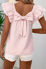 Load image into Gallery viewer, Textured Bow Knot Frilled Butterfly Sleeve Blouse