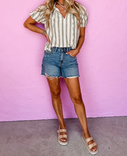 Load image into Gallery viewer, Frilled Tie Neck Short Sleeve Blouse