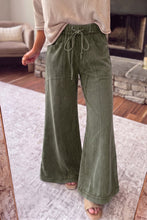 Load image into Gallery viewer, Mineral Wash Seam Detail Flare Leg Drawstring Pants
