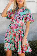 Load image into Gallery viewer, Abstract High Waist Buttoned Mini Dress