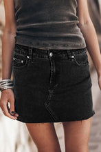 Load image into Gallery viewer, Carbon Grey Mineral Wash Ripped Raw Hem Denim Mini Skirt