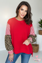 Load image into Gallery viewer, Striped Patchwork Sleeve Colorblock Sweatshirt