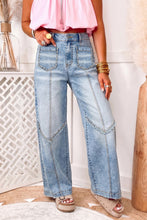 Load image into Gallery viewer, Studded Detail Wide Leg Pocketed Jeans