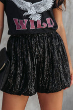 Load image into Gallery viewer, Sequin Straight Leg High Waist Casual Shorts