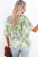 Load image into Gallery viewer, Paisley Print Wide Sleeve Loose Blouse