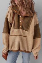 Load image into Gallery viewer, 2-tone Color Block Patchwork Half Button Sherpa Sweatshirt