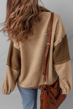Load image into Gallery viewer, 2-tone Color Block Patchwork Half Button Sherpa Sweatshirt