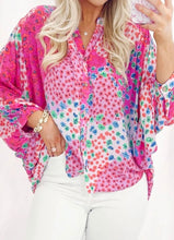 Load image into Gallery viewer, Floral Allover Print Buttoned V Neck Oversized Shirt