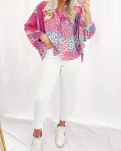 Load image into Gallery viewer, Floral Allover Print Buttoned V Neck Oversized Shirt