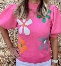 Load image into Gallery viewer, Bright Floral Bubble Short Sleeve Sweater