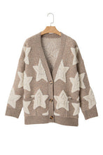 Load image into Gallery viewer, Star Pattern Textured Sweater Cardigan with Pockets
