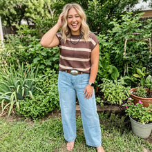 Load image into Gallery viewer, Stripe Knit Western Short Sleeve Sweater