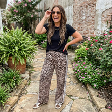 Load image into Gallery viewer, Leopard Print Side Striped Detail Casual Wide Leg Pants