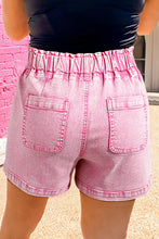 Load image into Gallery viewer, Pink Elastic High Waisted Denim Shorts