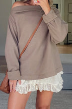 Load image into Gallery viewer, Waffle Knit Asymmetric Neck Long Sleeve Top