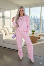 Load image into Gallery viewer, Chenille Heart Pattern Casual 2pcs Pants Set