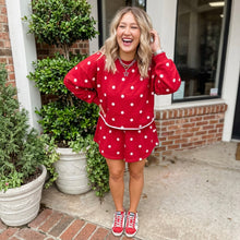 Load image into Gallery viewer, Polka Dot Raw Hem Relaxed Pullover Loose Skort Two Piece Set