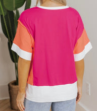 Load image into Gallery viewer, Color Block Patchwork Side Slits Loose Fit T Shirt