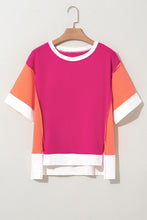 Load image into Gallery viewer, Color Block Patchwork Side Slits Loose Fit T Shirt