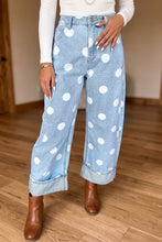 Load image into Gallery viewer, Polka Dot Ankle-Length Metal Button Casual Jeans