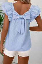 Load image into Gallery viewer, Textured Bow Knot Frilled Butterfly Sleeve Blouse
