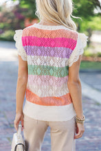 Load image into Gallery viewer, Stripe Colorblock Hollowed Knit Scallop Edge Sweater