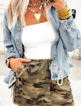 Load image into Gallery viewer, Draw-cord Hem Light Wash Denim Jacket
