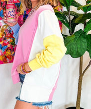 Load image into Gallery viewer, Bonbon Color Block Exposed Seam Side Slits Crewneck Sweatshirt