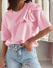 Load image into Gallery viewer, Shoulder Bow Half Sleeve T-shirt