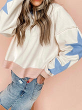 Load image into Gallery viewer, Star Patchwork Exposed Seam Oversized Sweatshirt