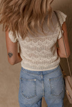 Load image into Gallery viewer, Patchwork Hollow Out Knitted Ruffle Sweater