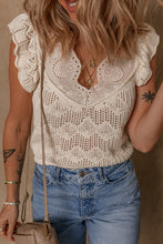 Load image into Gallery viewer, Patchwork Hollow Out Knitted Ruffle Sweater