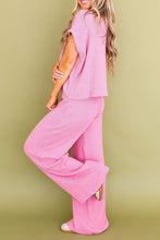 Load image into Gallery viewer, Textured Knit High Neck Loose Tee Elastic Waist Loose Pant Set
